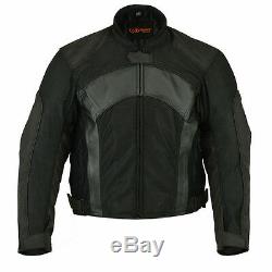 Men's Motorcycle Biker Breathable Mesh and Leather Padded Jacket Waterproof NEW