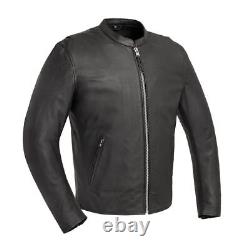 Men's Motorcycle Leather Jacket Titan CE Armored Cowhide Leather by FirstMFG