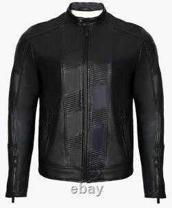 Men's Original Lambskin Genuine Leather Jacket Zipper Jacket Slim Fit
