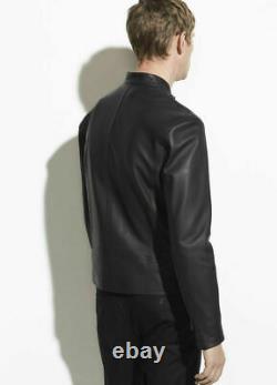 Men's Original Lambskin Genuine Leather Jacket Zipper Jacket Slim Fit