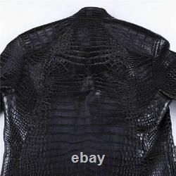 Men's Real Crocodile Leather- Made To Measure Bespoke Handmade Black Jacket
