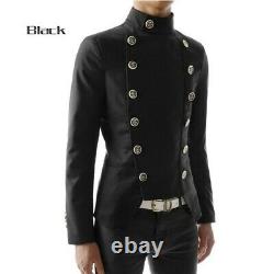Men's Slim Fit Blazer Coat Long sleeve Stand Collar Costume Jacket Casual Button