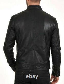 Men's Stylish Genuine Lambskin Motorcycle Handmade Biker Leather Jacket MJ101