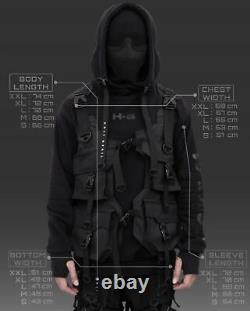 Men's Techwear Black Jacket Vest fleece Pullover Hoodie Holygrail H. G. V. T-01/BLK
