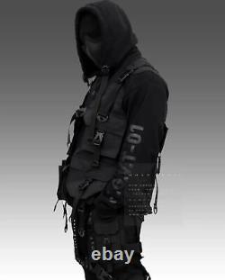 Men's Techwear Black Jacket Vest fleece Pullover Hoodie Holygrail H. G. V. T-01/BLK