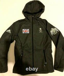 Mens Adidas Team GB Travel Jacket Grey Winter Warm Hoodie Duffle Coat Olympics S