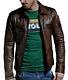 Mens Black Brown Real Leather Jacket Vintage Slim Fit Retro Jacket Genuine New