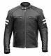 Mens Brando Style Motorbike Motorcycle Leather Jacket With Ce Removable Armours