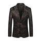 Mens Business Single Breasted Suit Jackets One Button Embossed Formal Emcee Coat
