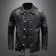 Mens Casual Lapel Collar Embroidery Jacket Fashion Denim Slim Coats Motorcycle