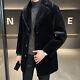 Mens Faux Fur Coat Lapel Thickened Mid-length Button Warm Business Jacket Party