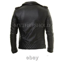Mens Genuine Lambskin Leather Jacket Motorcycle Black Slim fit Biker jacket