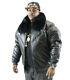 Mens Genuine Leather V Bomber Jacket Fox Fur Collar Lambskin Hip-hop L To 6xl