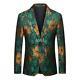 Mens Jacquard Banquet Formal Jacket Business Casual Flowers Embroidery Coat Sz