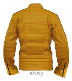 Mens Kill Bill Yellow Motorcycle Leather Biker Jacket ALL SIZES BEST QUALITY