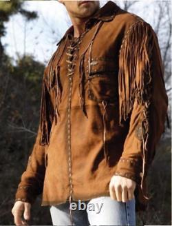 Mens Leather Buckskin Sui Including Shirt Mountain Man Reenactment Suede Shirt