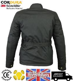 Mens Motorbike Motorcycle Waterproof Cordura Black Textile Jacket Ce Armoured