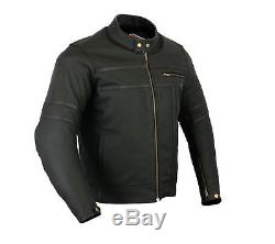 Mens New Black & Matte Leather Two Tone Racing Motorcycle / Motorbike Jacket