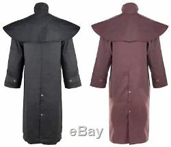Mens Oil Cloth Oilskin Western Australian Drover Waterproof Duster Coat Jacket
