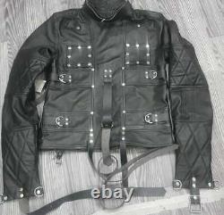 Mens Real Leather Heavy Duty Straight Jacket Cowhide Heavy Duty Straight Jacket