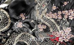 Mens Sukajan Reversible Souvenir Jacket Japanese Pattern Embroidery Dragon Koi