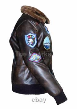 Mens Tom Cruise Peter Maverick Aviator Jet Pilot Genuine Cowhide Leather Jacket