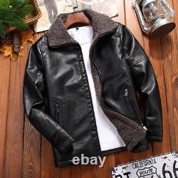 Mens Winter Leather Jacket Midweight New Loose Casual Autumn Coat