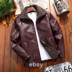 Mens Winter Leather Jacket Midweight New Loose Casual Autumn Coat