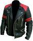 Mens Leather Jackets Soft Biker-style Moto Classic Design Red And Black Vintage