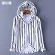 Mens Striped Linen Coats Long Sleeve Hooded Jacket Spring New Loose Fit Summer