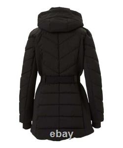 Michael Kors Women Coats Puffer Belted Faux Fur Hooded Winter Zip Up MK jacket