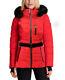 Michael Kors Women Quilted Jacket Mk Down Faux Fur Hooded Red Puffer Coat Size M