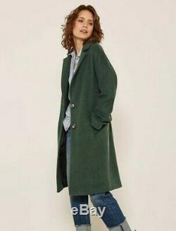 Mint Velvet Green Chuck On Coloured Wool Melton Coat Long Jacket 44 16 £189