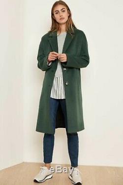 Mint Velvet Green Chuck On Coloured Wool Melton Coat Long Jacket 44 16 £189