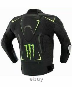 Monster Energy Motorcycle Black Cowhide Leather Racer Jacket