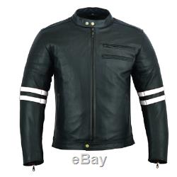 Motorbike Leather Jacket Motorcycle Protection 100% Genuine Cowhide Black Raxid