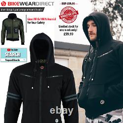 Motorbike Motorcycle Jacket Hoodie Lined Aramid Protection With CE Biker Armour