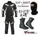 Motorbike Waterproof Suit And Boots Motorcycle Cordura Armoured Leather Shoes