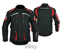 Motorcycle Bikers Men Armored Cordura Waterproof Jacket Black/red Cj-9490