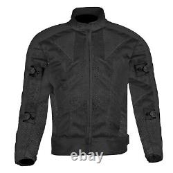 Motorcycle Motorbike Air Vented Summer Waterproof Textile Armour Jacket Black