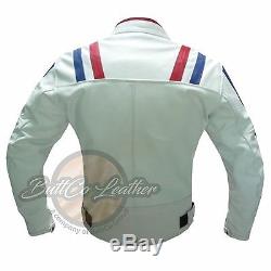 NEW CUSTOM 7288 Motorbike Motorcycle Biker Racing Real WHITE Leather Jacket Coat