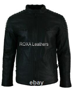 NEW Design Men Genuine Lambskin Real Leather Jacket Black Fashionable Biker Coat