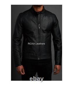 NEW Elegant Men Genuine Lambskin Real Leather Jacket Black Fashionable Club Coat