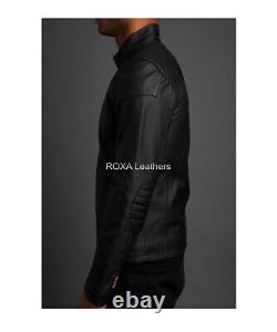 NEW Elegant Men Genuine Lambskin Real Leather Jacket Black Fashionable Club Coat
