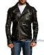 New Men Genuine Lambskin Real Leather Jacket Black Shining Fashionable Zip Coat