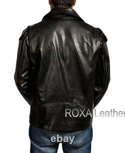 NEW Men Genuine Lambskin Real Leather Jacket Black Shining Fashionable Zip Coat