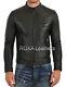 New Men's Genuine Lambskin Real Leather Jacket Black Designer Biker Quilted Coat