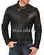 New Men's Genuine Lambskin Real Leather Jacket Black Fashionable Slim Biker Coat