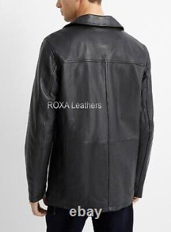 NEW Men's Soft Genuine Lambskin Real Leather Shirt Jacket Black Fashionable Coat