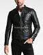 New Modern Men Soft Genuine Lambskin Real Leather Jacket Black Biker Outfit Coat